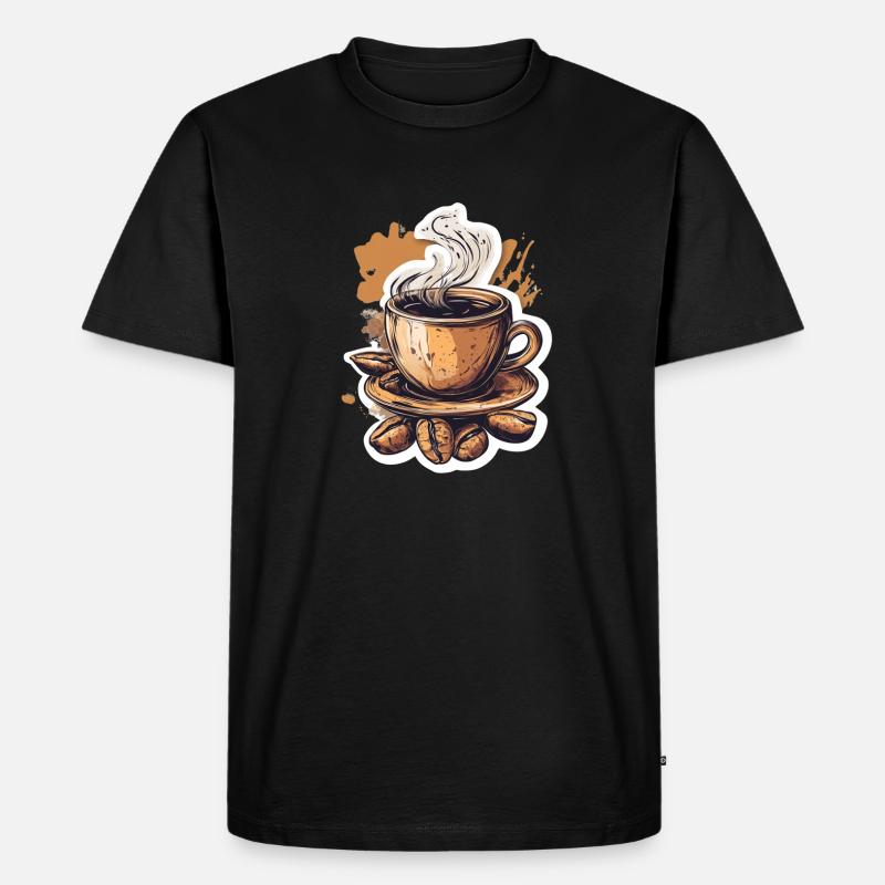 Kaffee - Männer Premium Bio T-Shirt - Schwarz