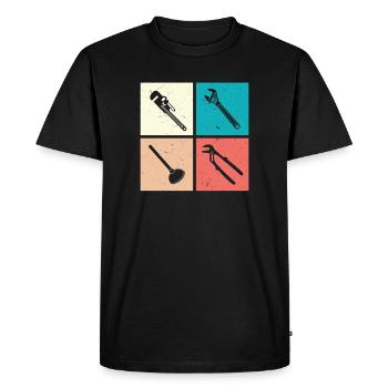 Chauffagiste Plombier Plombier de construction chauffage - T-shirt Premium bio Homme - noir - Devant - Nico (187cm)