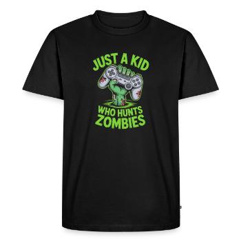 Juste un enfant qui chasse les zombies Halloween Gamer - T-shirt Premium bio Homme - noir - Devant - Nico (187cm)