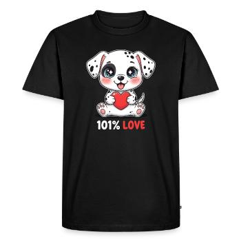 Chiot dalmatien au cœur 101 % Amour Chien amoureux - T-shirt Premium bio Homme - noir - Devant - Nico (187cm)