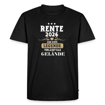 Pension 2026 Gift – La légende quitte les lieux - T-shirt Premium bio Homme - noir - Devant - Nico (187cm)