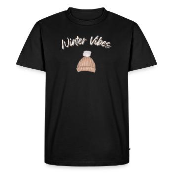 Winter Vibes Beanie Cap Winter Hat - Men's Premium Organic T-Shirt - black - Front - Nico (187cm)