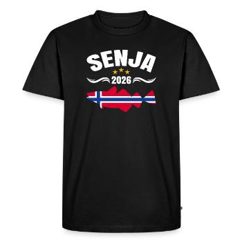 Voyage de pêche à Senja en Norvège 2026 (Garantie du prix le plus bas) - T-shirt Premium bio Homme - noir - Devant - Nico (187cm)
