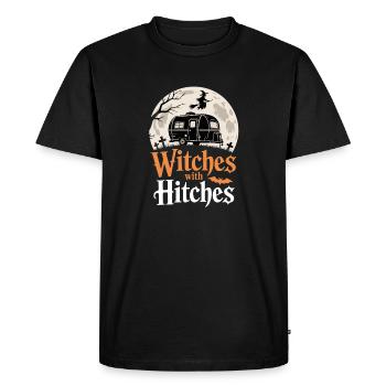 Sorcières avec attelages camping-car randonneur Halloween - T-shirt Premium bio Homme - noir - Devant - Nico (187cm)