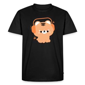 Motif tigre kawaii avec écouteurs - T-shirt Premium bio Homme - noir - Devant - Nico (187cm)