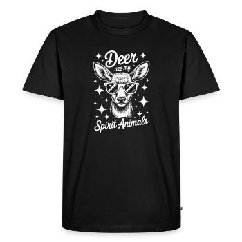 Deer with sunglasses and saying - Men's Premium Organic T-Shirt - black - Front - Nico (187cm)