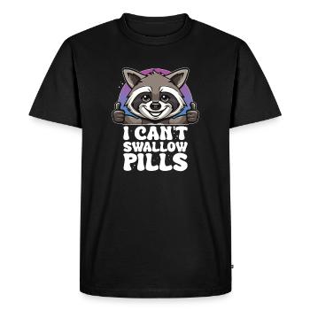 Je ne peux pas avaler de pilules, raton laveur - T-shirt Premium bio Homme - noir - Devant - Nico (187cm)