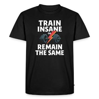 Haltère de fitness avec icône d’éclair - T-shirt Premium bio Homme - noir - Devant - Nico (187cm)