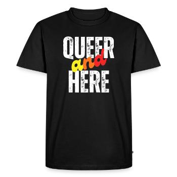 Conception typographique audacieuse, queer et fière - T-shirt Premium bio Homme - noir - Devant - Nico (187cm)