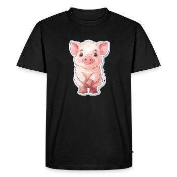 Porc Porcelet - T-shirt Premium bio Homme - noir - Devant - Nico (187cm)