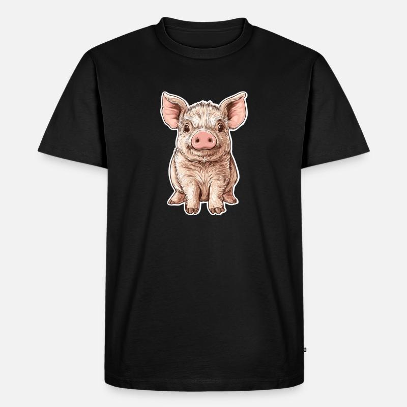 Schwein Ferkel - Männer Premium Bio T-Shirt - Schwarz