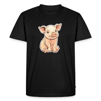 Porc Porcelet - T-shirt Premium bio Homme - noir - Devant - Nico (187cm)