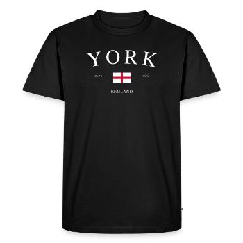 York, Angleterre – Souvenir et cadeau des Fêtes - T-shirt Premium bio Homme - noir - Devant - Nico (187cm)