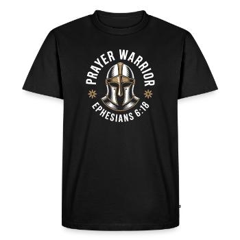 Christian Prayer Warrior Ephesians 6 18 - Men's Premium Organic T-Shirt - black - Front - Nico (187cm)