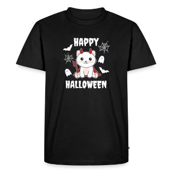 Costume de diable pour chat joyeux Halloween - T-shirt Premium bio Homme - noir - Devant - Nico (187cm)