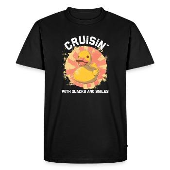 L’équipage d’un canard en caoutchouc profite d’une croisière - T-shirt Premium bio Homme - noir - Devant - Nico (187cm)