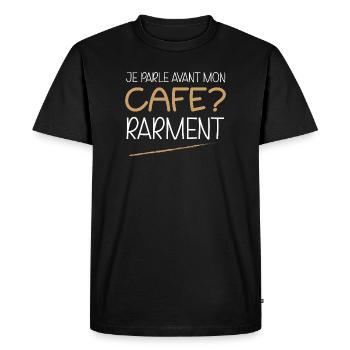 Citation humoristique café - T-shirt Premium bio Homme - noir - Devant - Nico (187cm)