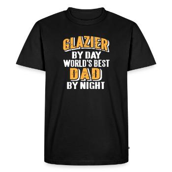 Vitrier le jour, meilleur papa la nuit, citation drôle sur la fierté - T-shirt Premium bio Homme - noir - Devant - Nico (187cm)