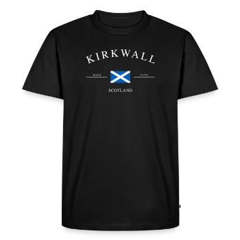 Kirkwall, Écosse – Souvenir et cadeau des Fêtes - T-shirt Premium bio Homme - noir - Devant - Nico (187cm)