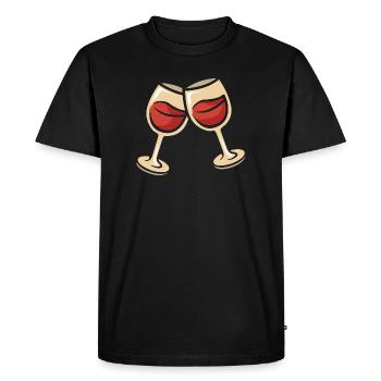 Two wine glasses for toasting - Men's Premium Organic T-Shirt - black - Front - Nico (187cm)