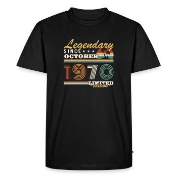 Octobre 1970 Vinatge Retro Cadeau Anniversaire - T-shirt Premium bio Homme - noir - Devant - Nico (187cm)