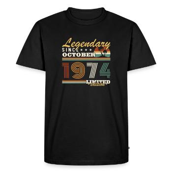 Octobre 1974 Vinatge Retro Cadeau Anniversaire - T-shirt Premium bio Homme - noir - Devant - Nico (187cm)