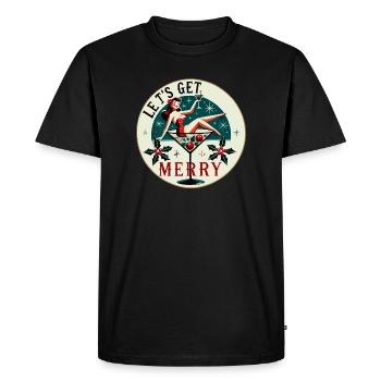 Festive Pin-Up Cocktail Design - Men's Premium Organic T-Shirt - black - Front - Nico (187cm)