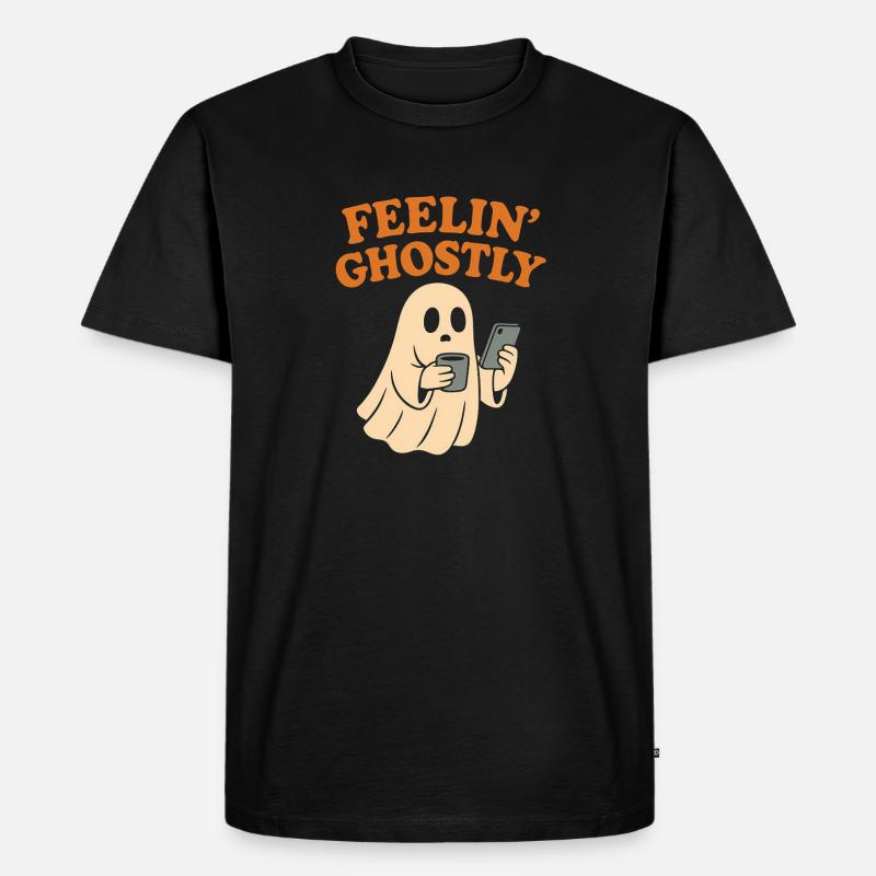 Felling Ghostly Design mit Smartphone - Männer Premium Bio T-Shirt - Schwarz