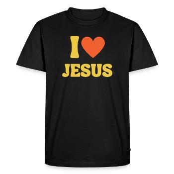 J'aime Jésus, j'aime le t-shirt chrétien, la foi - T-shirt Premium bio Homme - noir - Devant - Nico (187cm)