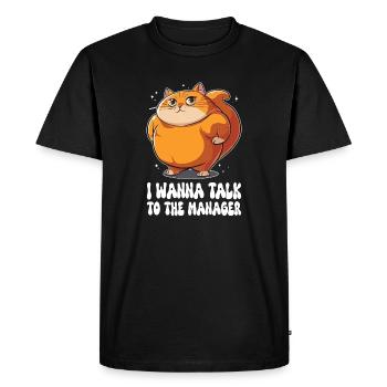 Gros chat avec drôle de dicton karen - T-shirt Premium bio Homme - noir - Devant - Nico (187cm)