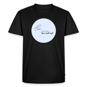 Early bird motif on light blue - Men's Premium Organic T-Shirt - black - Front - Nico (187cm)