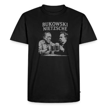 Bukowski and Nietzsche Beer Toast Design - Men's Premium Organic T-Shirt - black - Front - Nico (187cm)