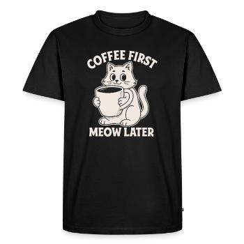 Motif de dictons de chat amateur de café - T-shirt Premium bio Homme - noir - Devant - Nico (187cm)
