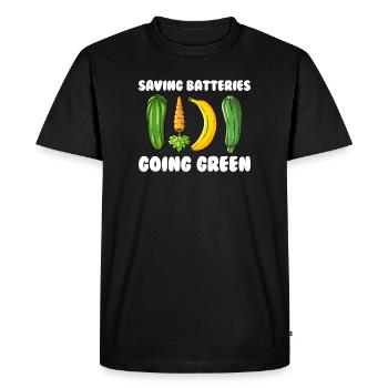 Save batteries Become environmentally friendly Cheeky Fr - Men's Premium Organic T-Shirt - black - Front - Nico (187cm)