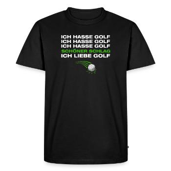 J'aime le golf, le golfeur joue au golf - T-shirt Premium bio Homme - noir - Devant - Nico (187cm)