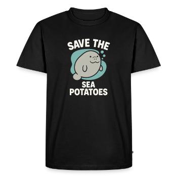Lamantin passionné bœuf de mer amateur de salade d’amour - T-shirt Premium bio Homme - noir - Devant - Nico (187cm)
