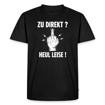 Too direct ? Howl quietly! - Men's Premium Organic T-Shirt - black - Front - Nico (187cm)