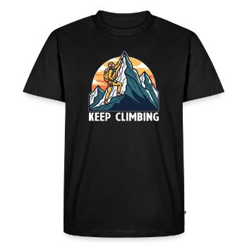 Continue d’escalader Mountaineer – Motif rétro de montagne - T-shirt Premium bio Homme - noir - Devant - Nico (187cm)