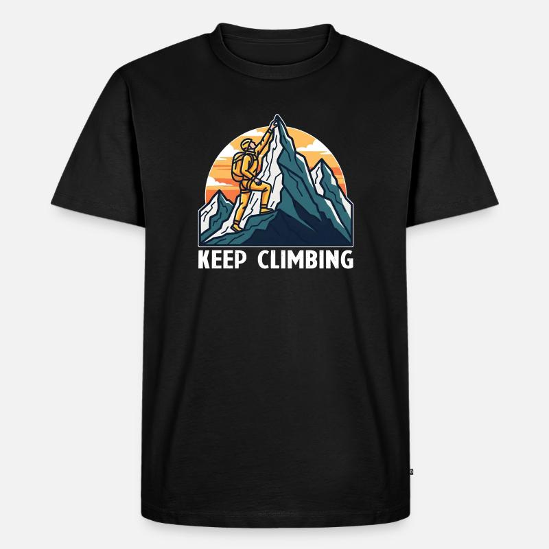 Keep Climbing Bergsport Design - Männer Premium Bio T-Shirt - Schwarz