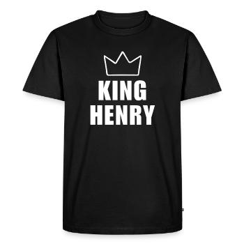 Nom d'Henry avec la lettre H - T-shirt King Crown - T-shirt Premium bio Homme - noir - Devant - Nico (187cm)