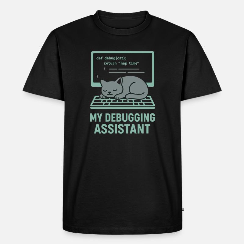 Mein Debugging Assistent Katze - Männer Premium Bio T-Shirt - Schwarz