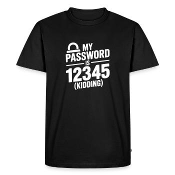 Mon mot de passe est 12345 (je plaisante) - T-shirt Premium bio Homme - noir - Devant - Nico (187cm)