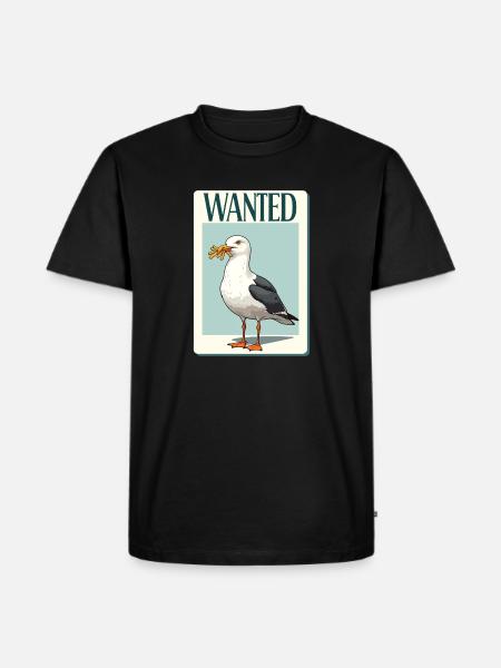 Wanted Seagull with Fries - Men's Premium Organic T-Shirt - black