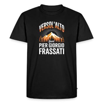 Verso L Alto Saint Pier Giorgio Frassati - T-shirt Premium bio Homme - noir - Devant - Nico (187cm)