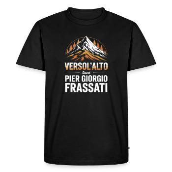 Verso L Alto Saint Pier Giorgio Frassati - T-shirt Premium bio Homme - noir - Devant - Nico (187cm)