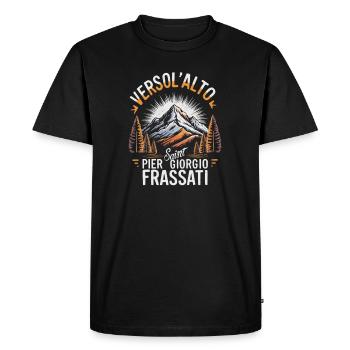 Verso L Alto Saint Pier Giorgio Frassati - T-shirt Premium bio Homme - noir - Devant - Nico (187cm)