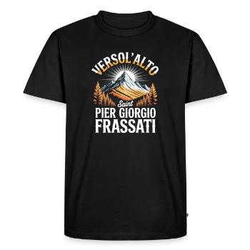 Verso L Alto Saint Pier Giorgio Frassati - T-shirt Premium bio Homme - noir - Devant - Nico (187cm)