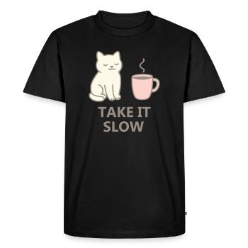 Lofi Aesthetic Hoodie – Take It Slow Streetwear - Men's Premium Organic T-Shirt - black - Front - Nico (187cm)