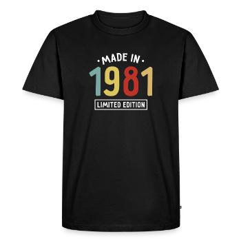 Fabriqué en 1981 - Edition limitée - Année de naissance - T-shirt Premium bio Homme - noir - Devant - Nico (187cm)