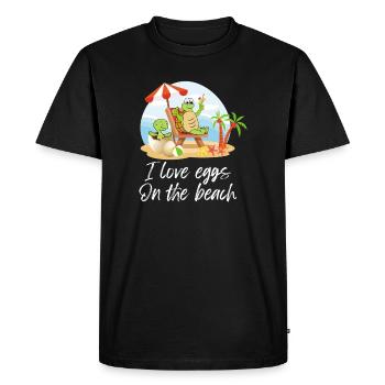 Turtle Beach – I love eggs Design - Men's Premium Organic T-Shirt - black - Front - Nico (187cm)
